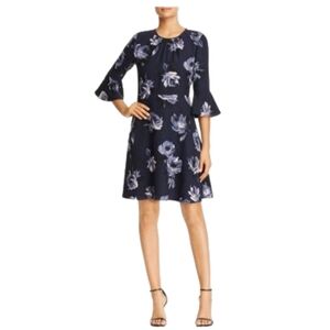 KATE SPADE NEW YORK NIGHT ROSE CREPE BELLE SLEEVES DRESS SIZE 2